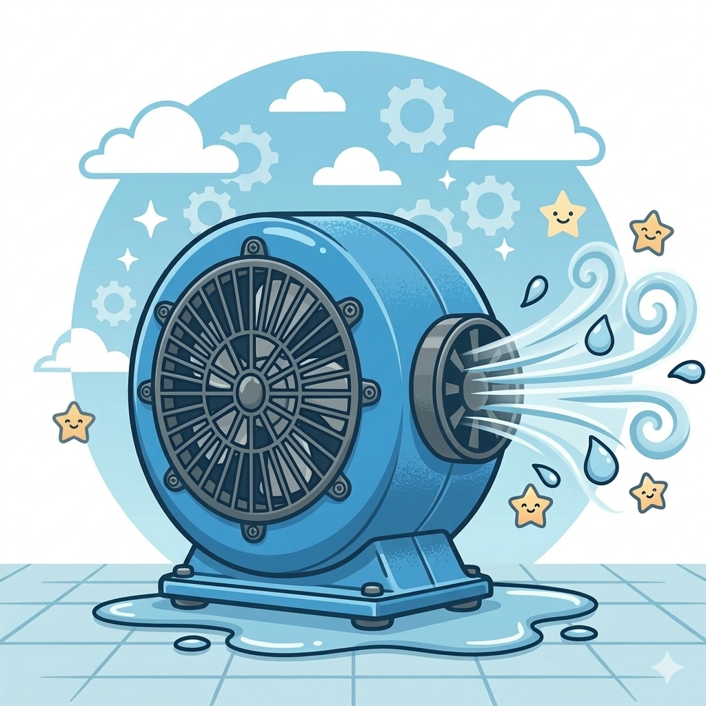 Structural drying equipment in use after water damage